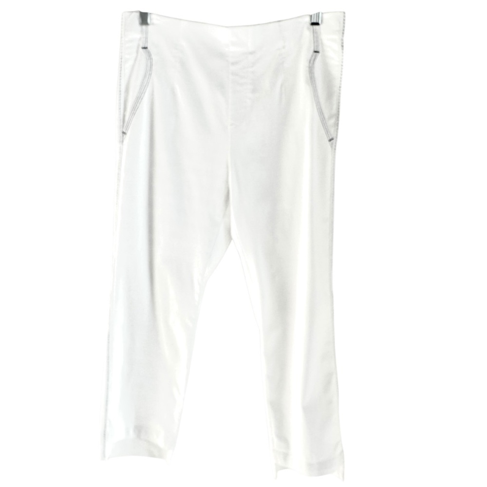 Lior Paris White Siri Pants Size 8 with Topstitching and Unique High Low Cuff